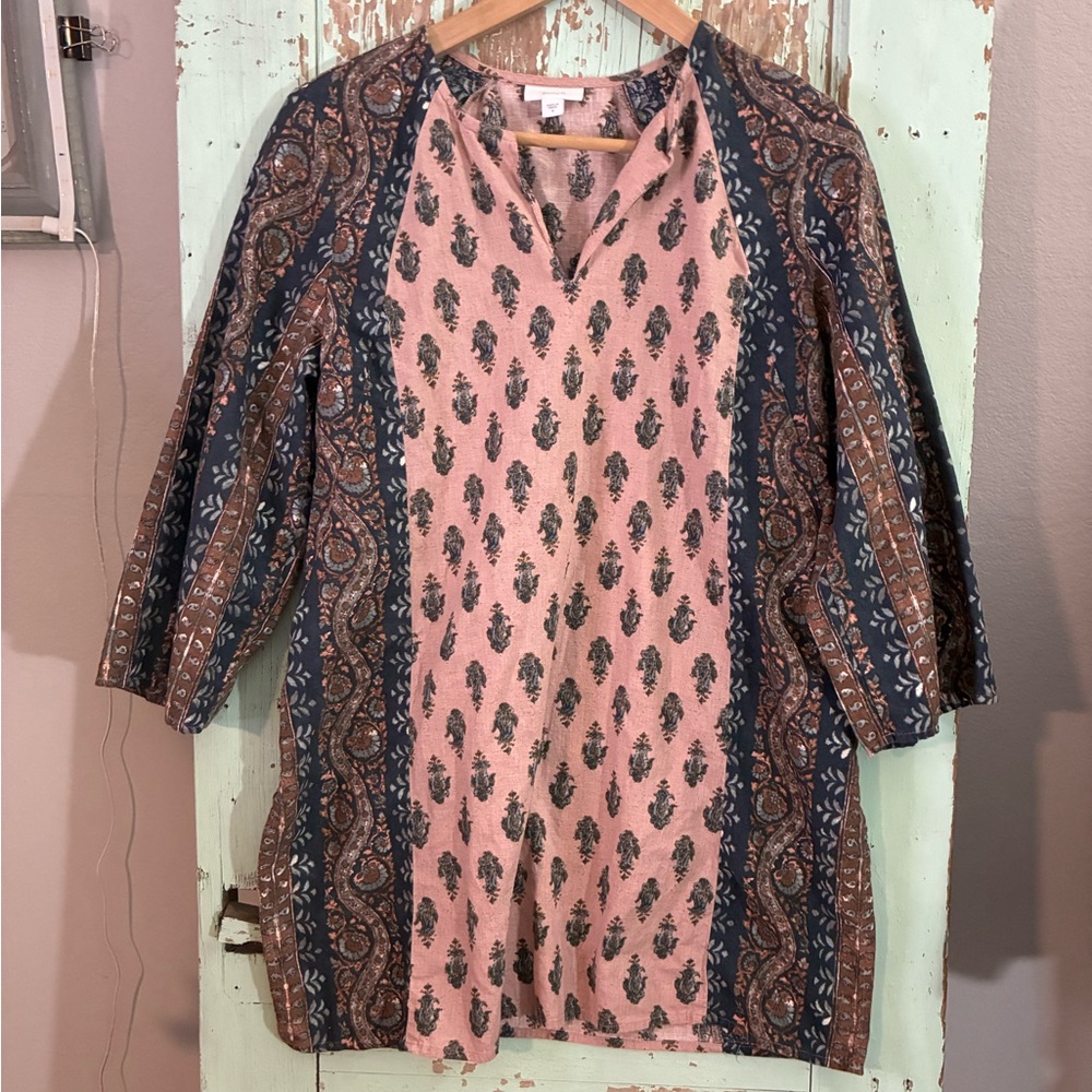 Women’s J. Jill tunic with pink and blue floral paisley design
